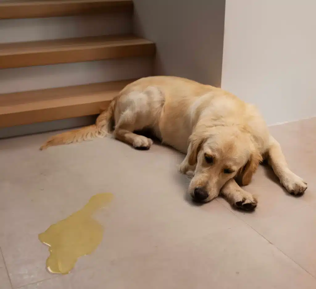 dog throwing up yellow