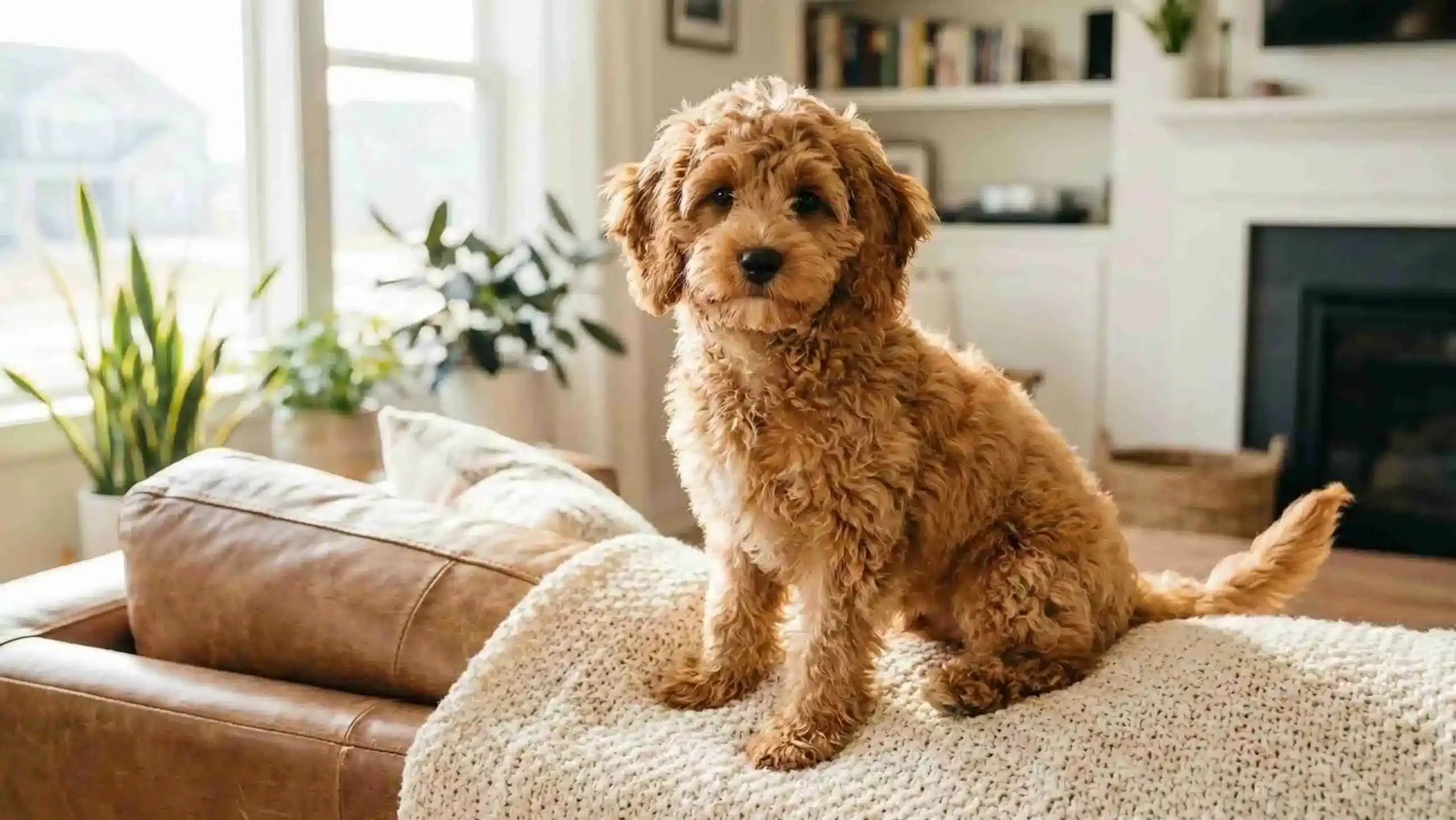 a dog sitting on a couch