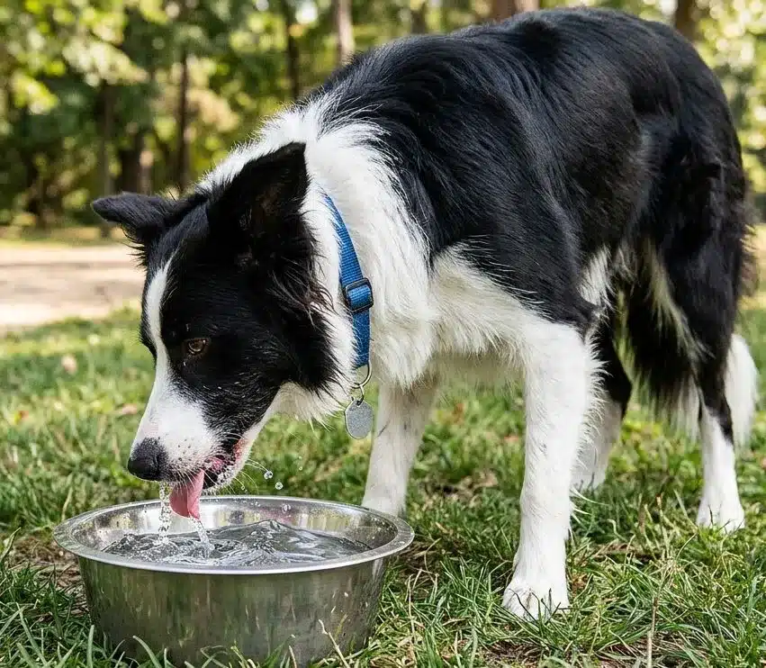 dog drinking a lot of water dog drinking a lot of water